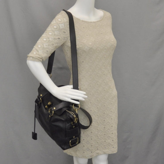 Leather Muse Messenger Bag Black