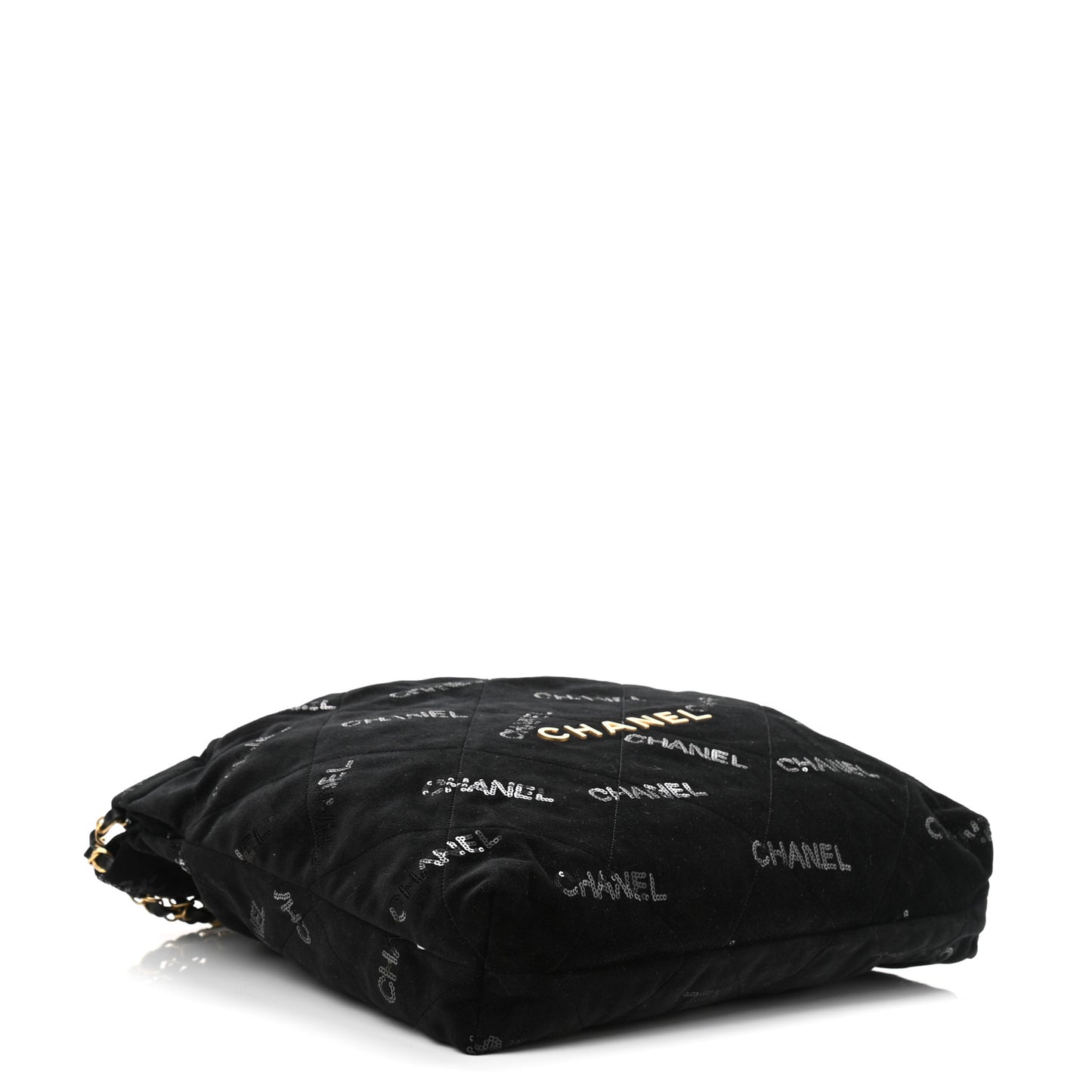 Velvet Sequin Quilted Chanel 22 Black