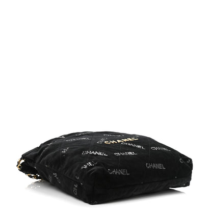 Chanel Velvet Sequin Quilted Chanel 22 Black 5 of 11