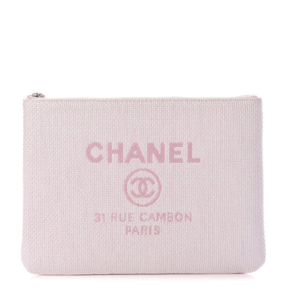 Chanel Lurex Canvas Medium Deauville Cosmetic Pouch Pink 1 of 8