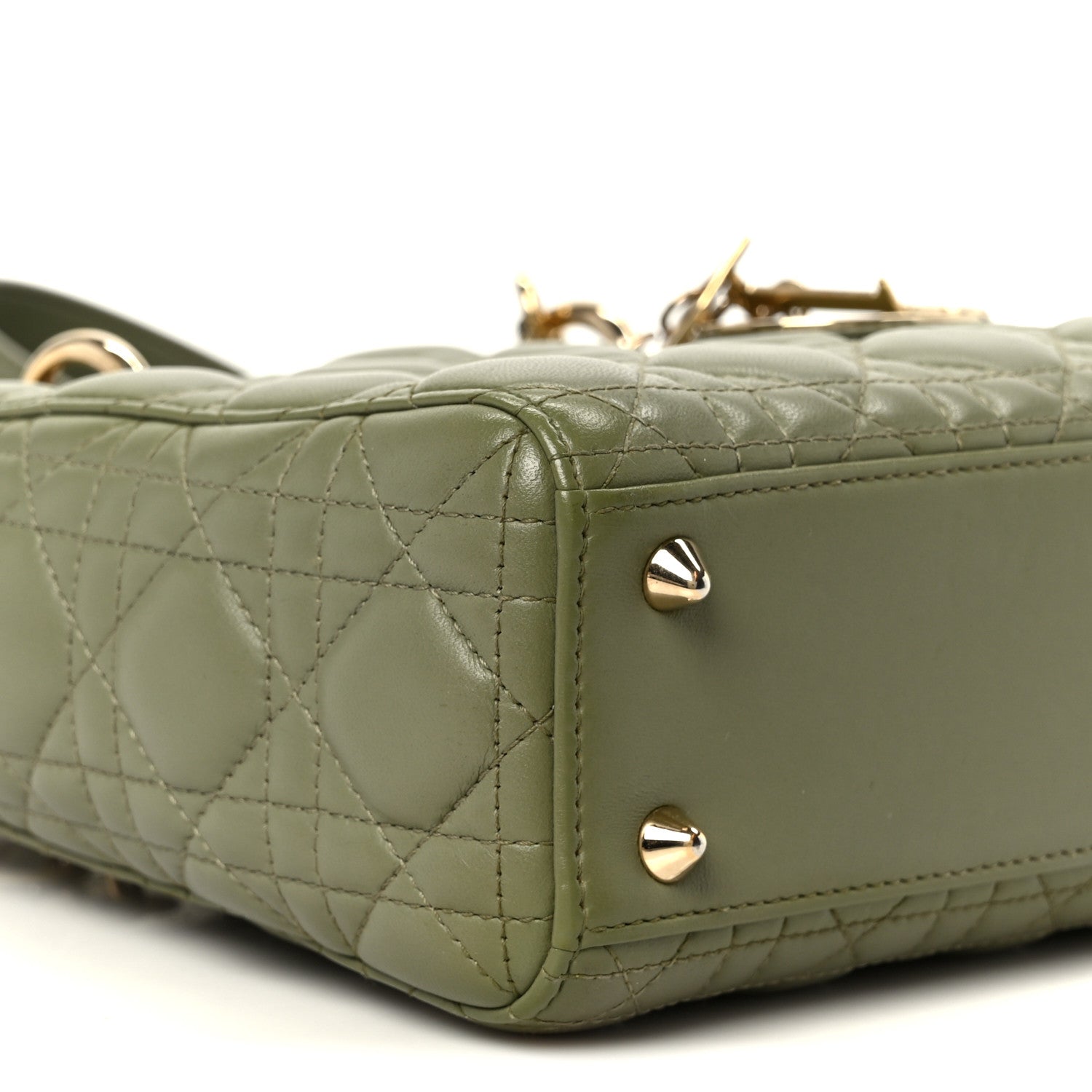 Christian Dior Lambskin Cannage Small My ABCDior Lady Dior Peyote Green 9 of 10