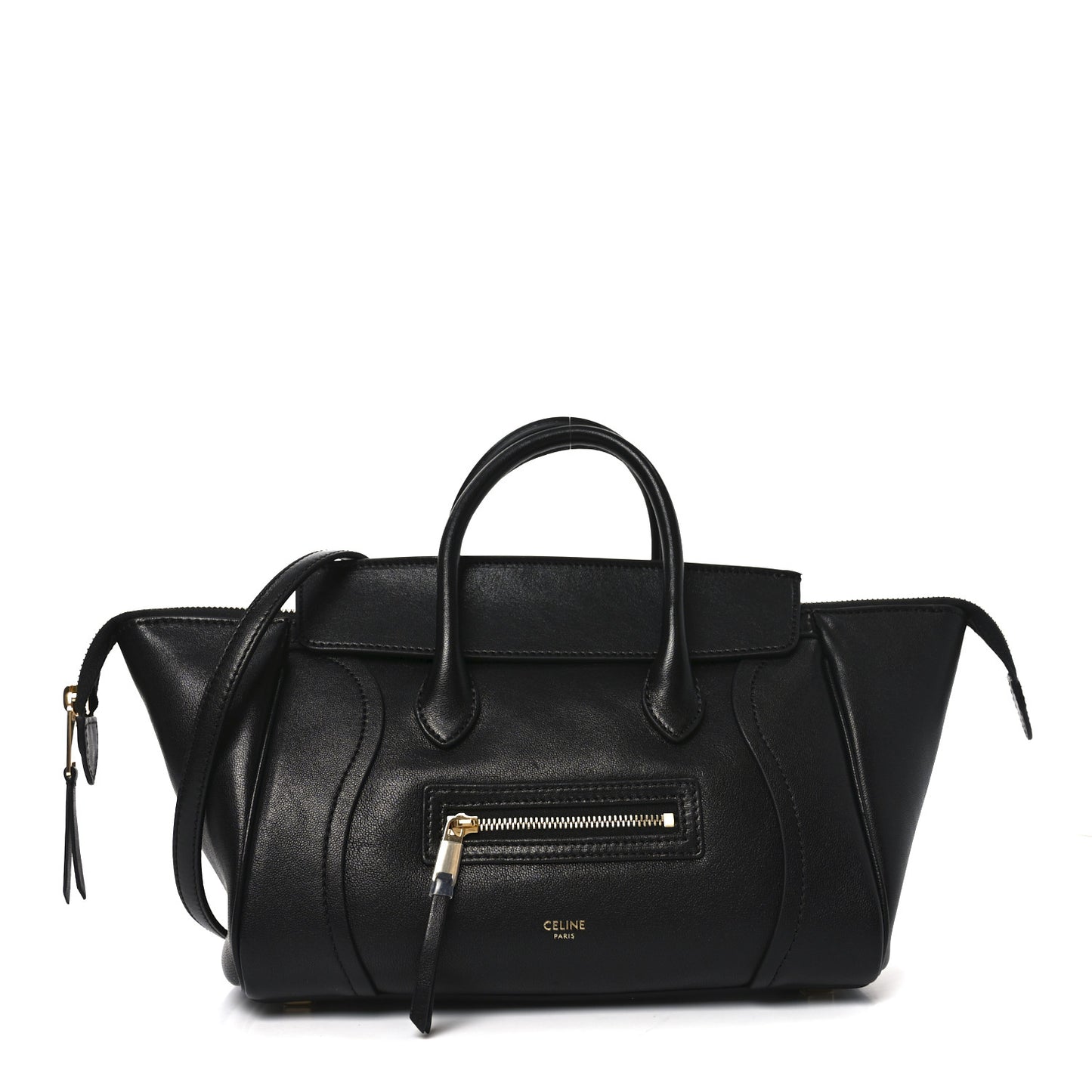 Supple Shiny Lambskin Little New Luggage Black