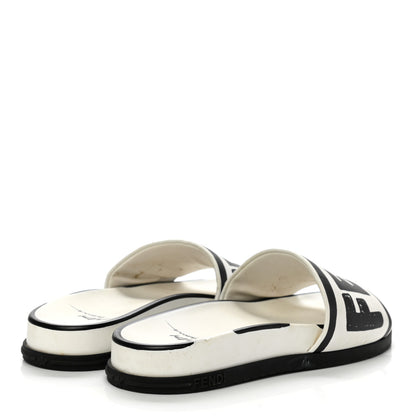 Fendi X JOSHUA VIDES Roma Calfskin Fussbetts Slide Sandals 35 Snow White Black 4 of 9