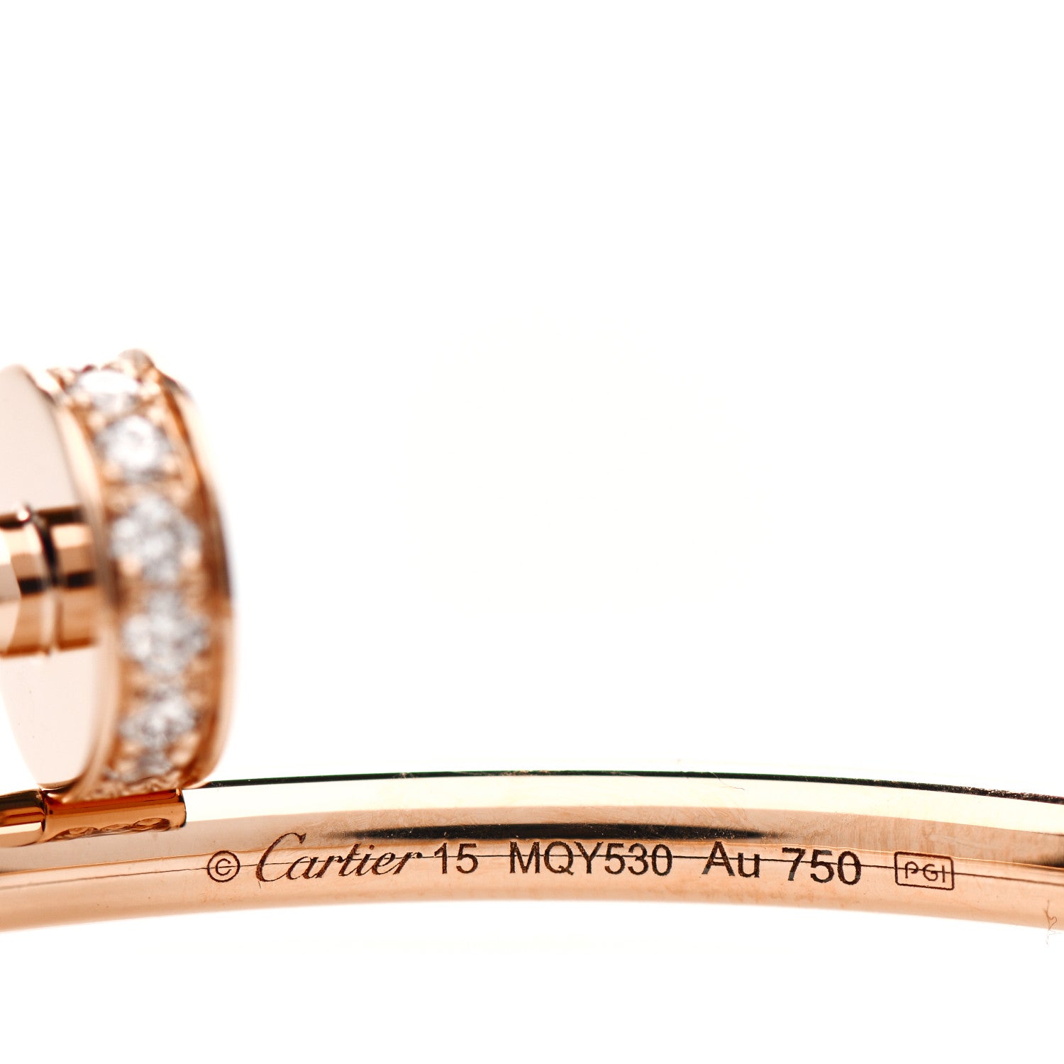Cartier 18K Pink Gold Diamond Small Juste Un Clou Bracelet 15 4 of 6