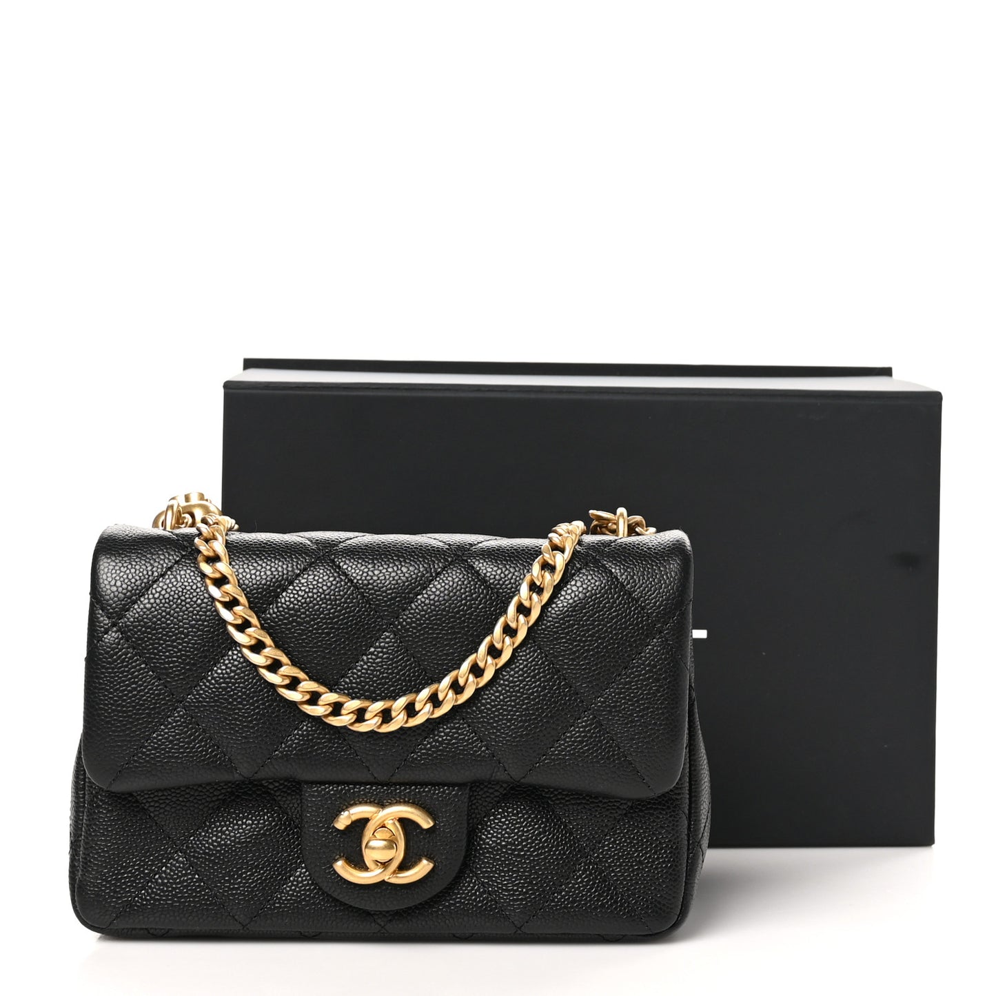 Caviar Quilted Mini Sweetheart Rectangular Flap Black