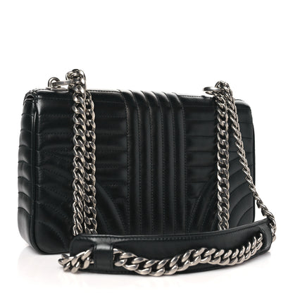 Prada Soft Calfskin Impunture Diagramme Medium Chain Flap Shoulder Bag Black 3 of 8