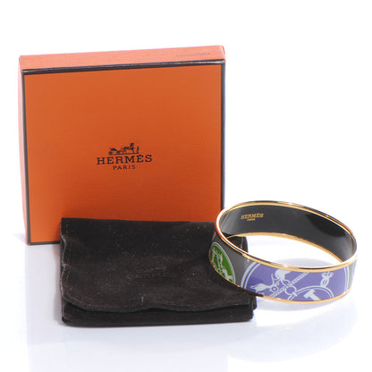 Hermes Enamel Printed Ex Libris Wide Bracelet 65 4 of 6