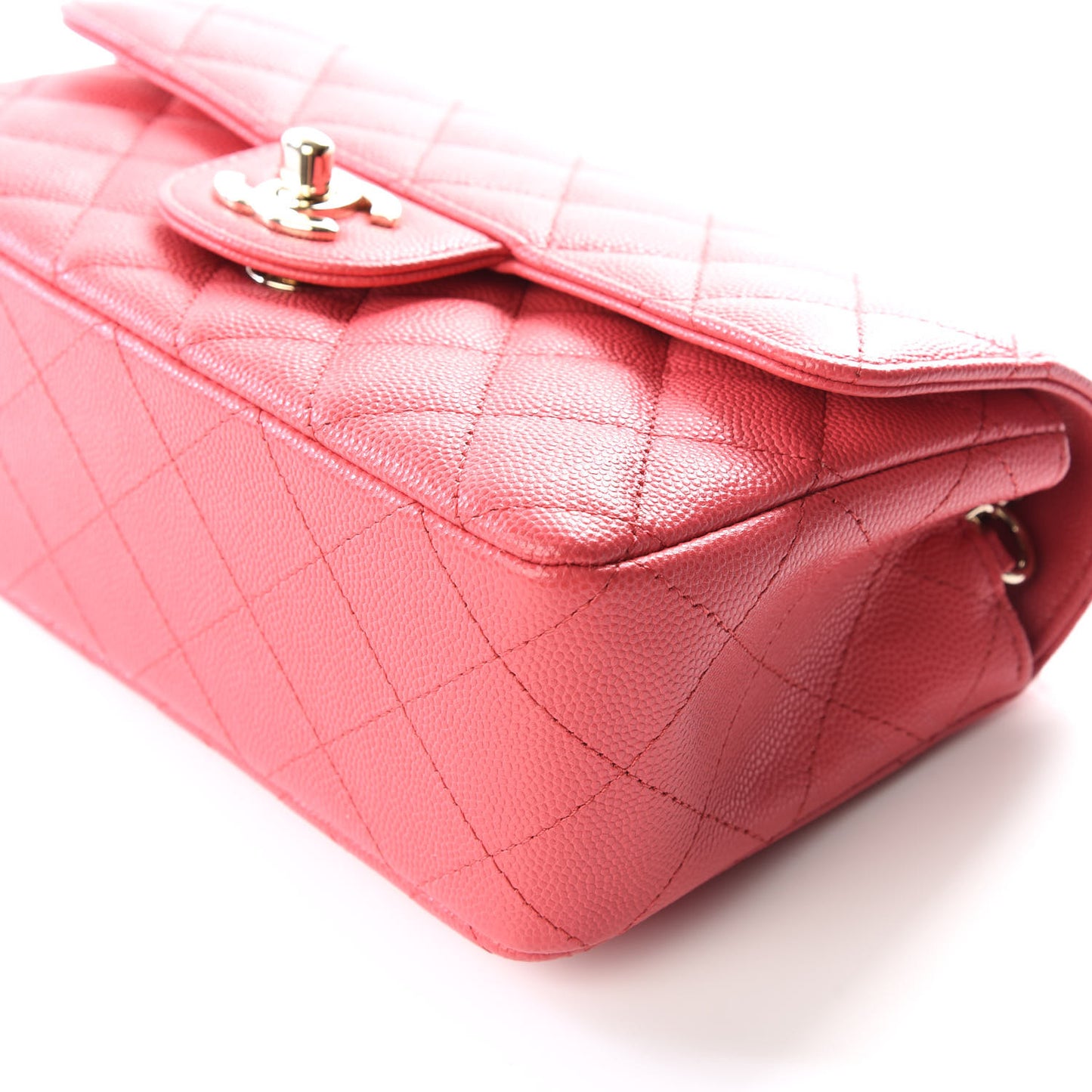 Caviar Quilted Mini Rectangular Flap Dark Pink