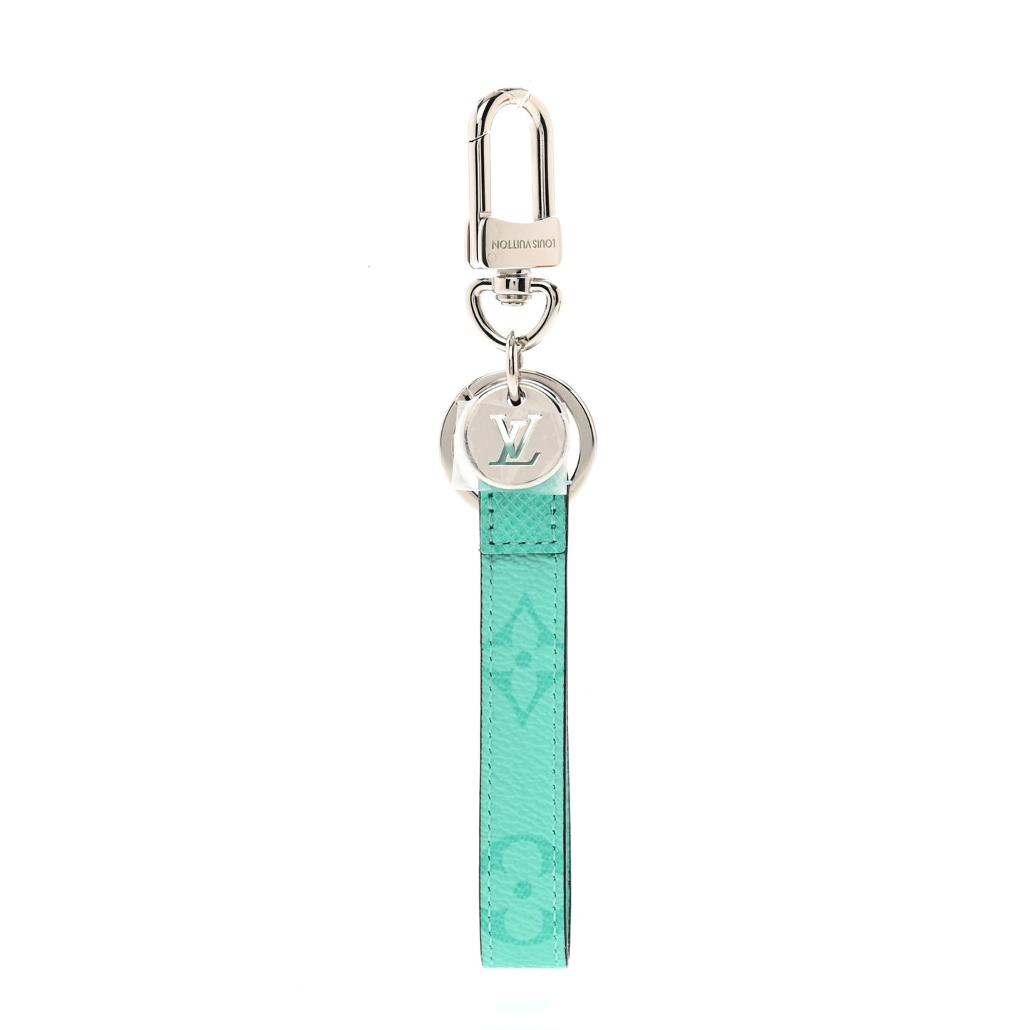 Monogram Slim Dragonne Bag Charm Key Holder Turquoise