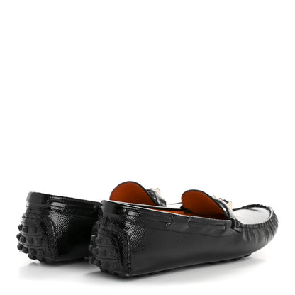 Hermes Patent Epsom Womens Irving Driving Moccasin Loafers 37 Black 10 of 22