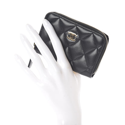 Chanel Lambskin Quilted Zip Coin Purse Black 2 of 7