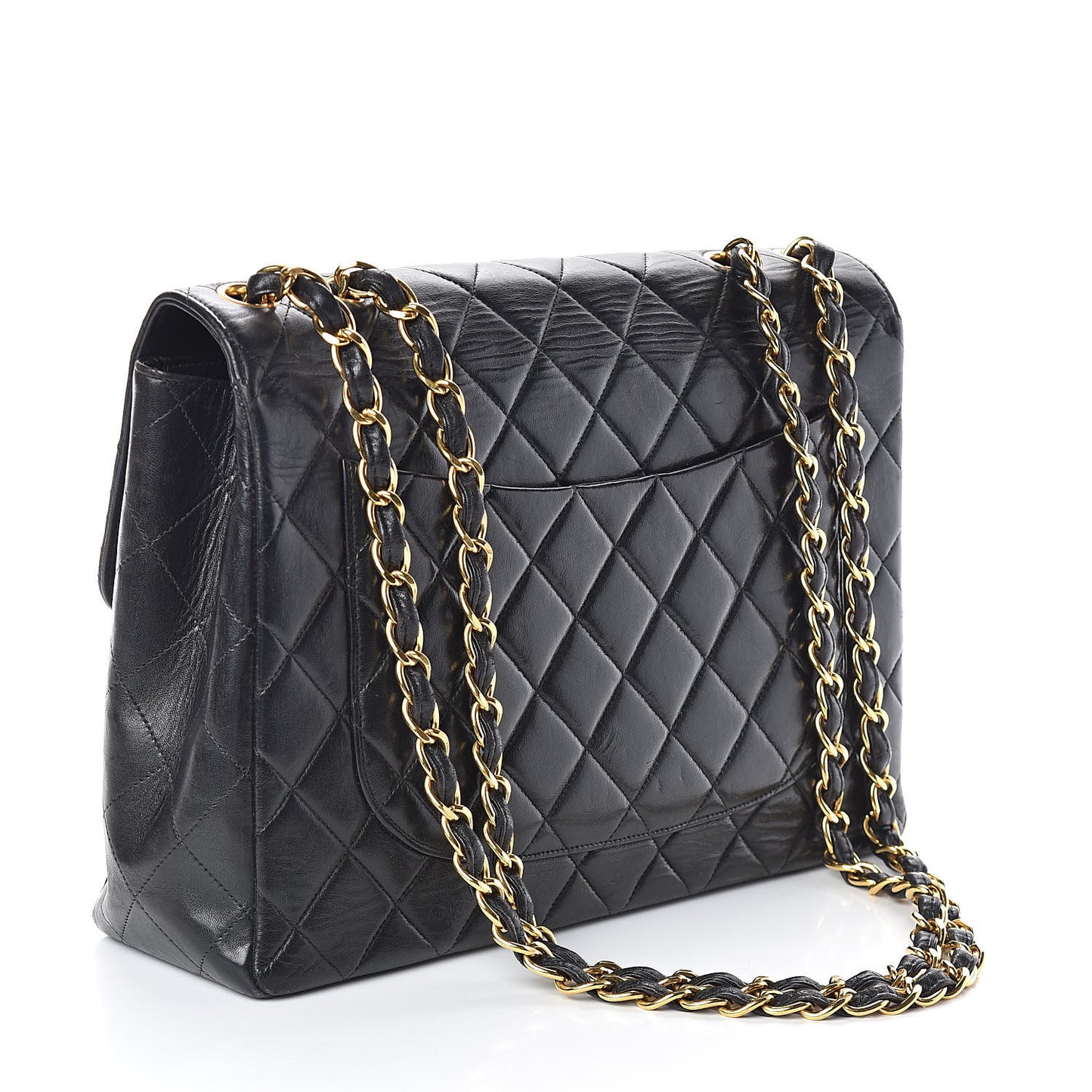 Lambskin Quilted Jumbo Single Flap Black