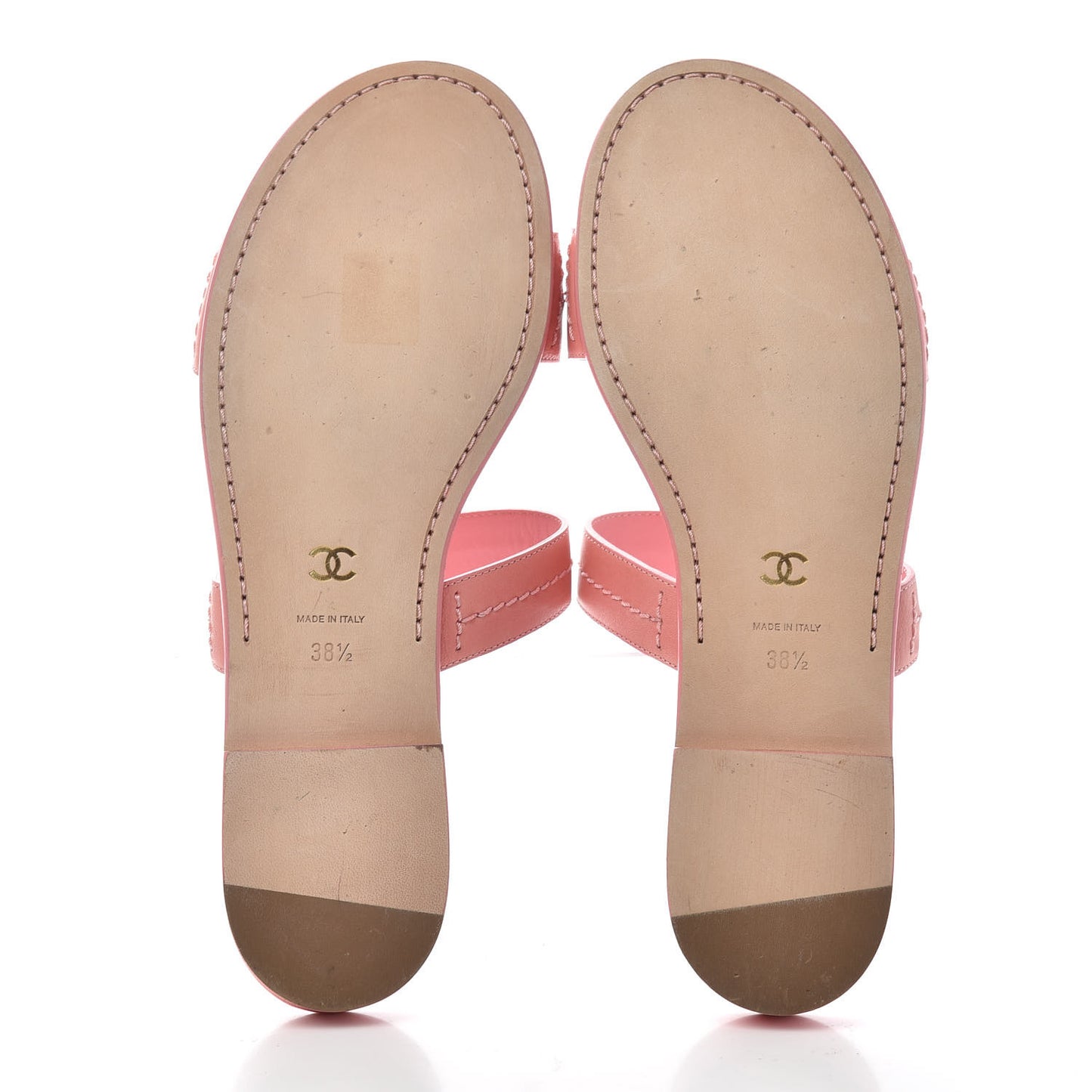 Calfskin CC Mule Sandals 38.5 Pink