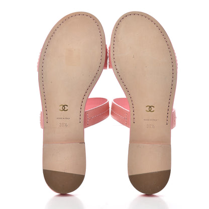Chanel Calfskin CC Mule Sandals 38.5 Pink 6 of 10