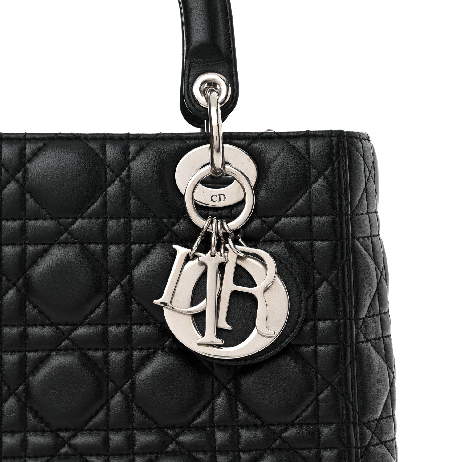 Christian Dior Lambskin Cannage Medium Lady Dior Black 7 of 9