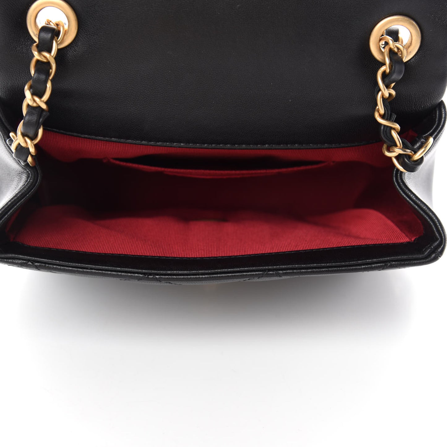 Lambskin Quilted Small Circular Handle Bag Black