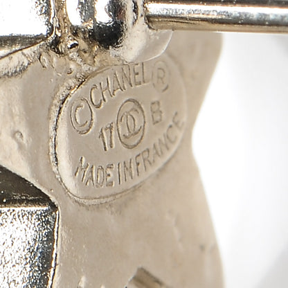Chanel Crystal CC Star Moon Dangle Earrings Silver Gold 4 of 5