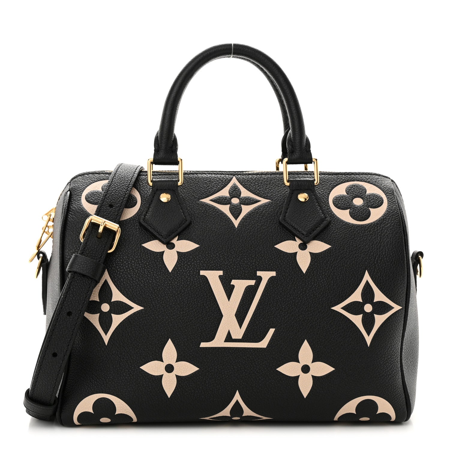 Louis Vuitton Empreinte Monogram Giant Speedy Bandouliere 25 Black Beige 1 of 10