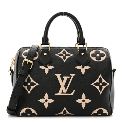 Louis Vuitton Empreinte Monogram Giant Speedy Bandouliere 25 Black Beige 1 of 10