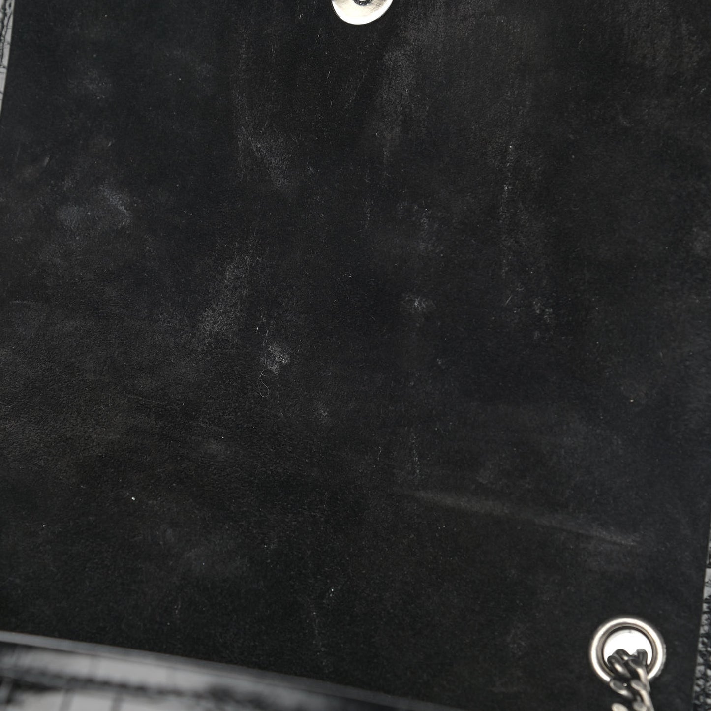 Crocodile Embossed Lambskin Matelasse Monogram Niki Chain Wallet Black