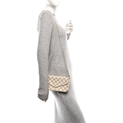 Louis Vuitton Damier Azur Pochette Felicie Chain Wallet Rose Ballerine 2 of 11