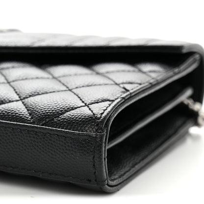 Saint Laurent Grain De Poudre Mixed Matelasse Triquilt Monogram Chain Wallet Black 10 of 10