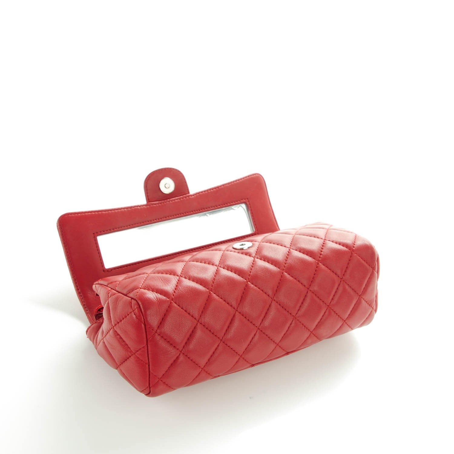 Chanel Lambskin Quilted Flap Cosmetic Case Red 5 of 8