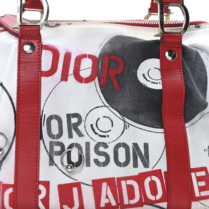 Christian Dior Canvas Hardcore Pierced Boston Black Red White 8 of 10