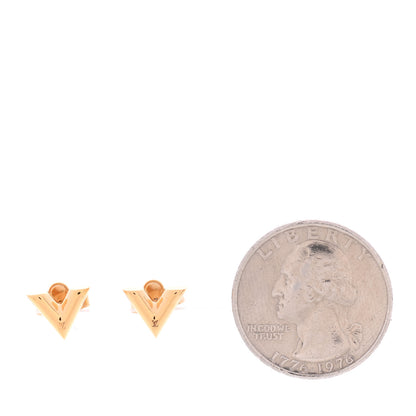 Louis Vuitton Brass Essential V Stud Earrings Gold 2 of 5