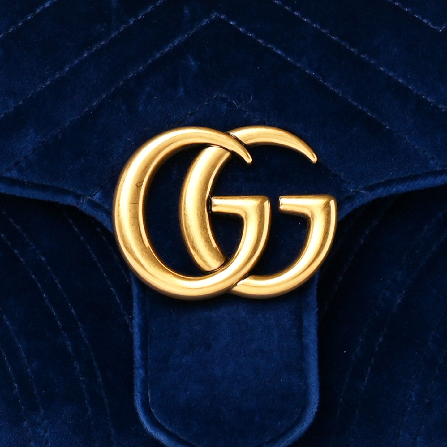 Velvet Matelasse Medium GG Marmont Shoulder Bag Cobalt Blue