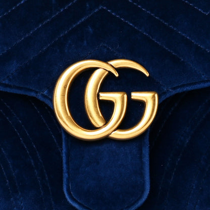 Gucci Velvet Matelasse Medium GG Marmont Shoulder Bag Cobalt Blue 9 of 11
