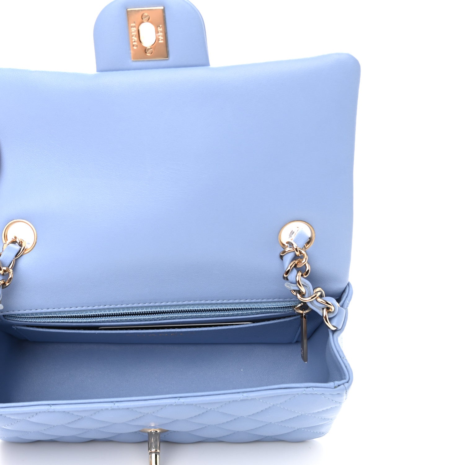 Chanel Lambskin Quilted Mini Rectangular Flap Light Blue 4 of 8