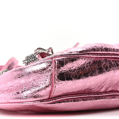 Balenciaga Metallic Agneau Arena Crystal Le Cagole Mini Purse With Chain Met Pink 10 of 11