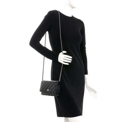 Chanel Lambskin Quilted Wallet On Chain WOC Black 2 of 10