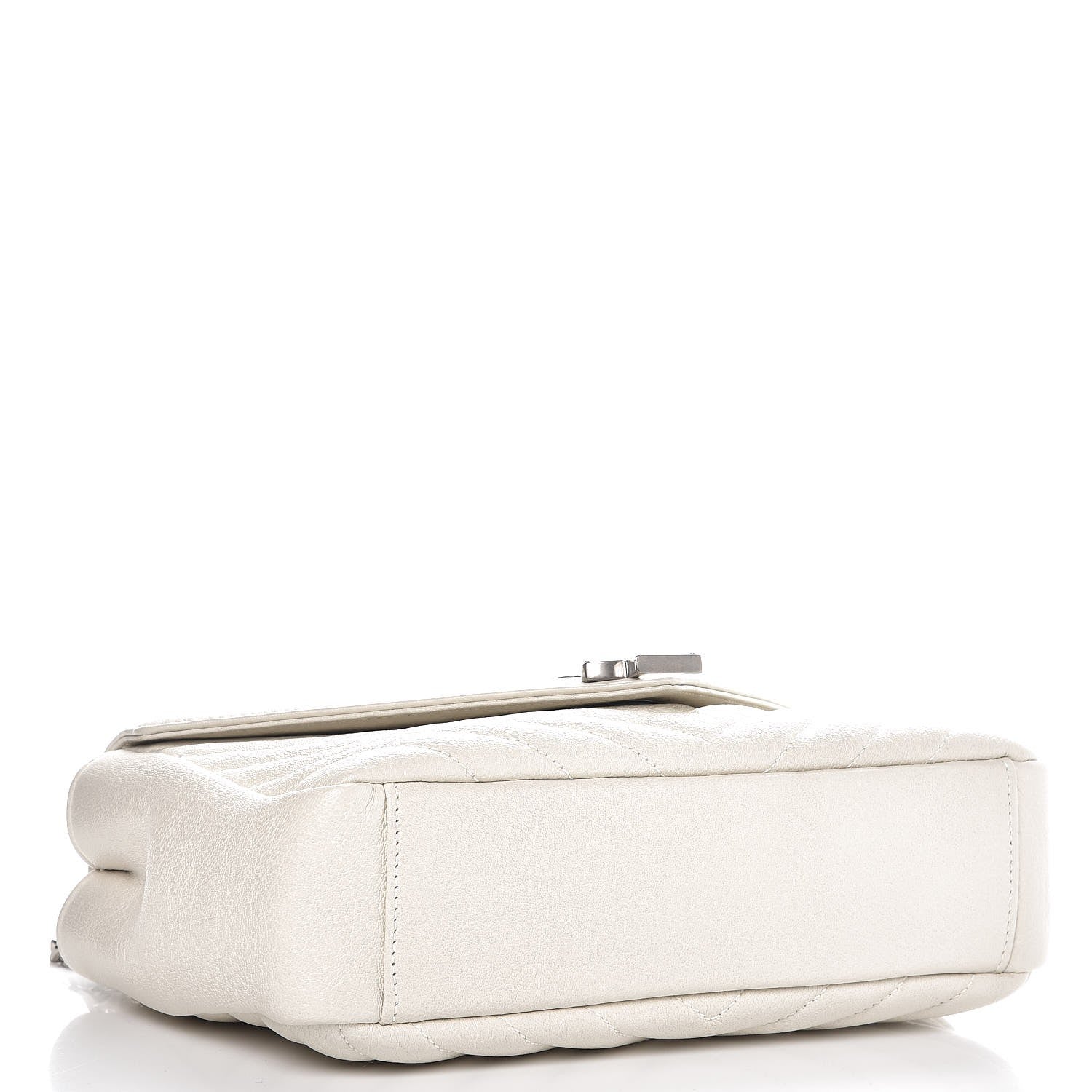 Saint Laurent Sheepskin Matelasse Chevron Monogram Medium College Bag Dove White 4 of 7