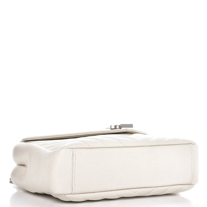 Saint Laurent Sheepskin Matelasse Chevron Monogram Medium College Bag Dove White 4 of 7