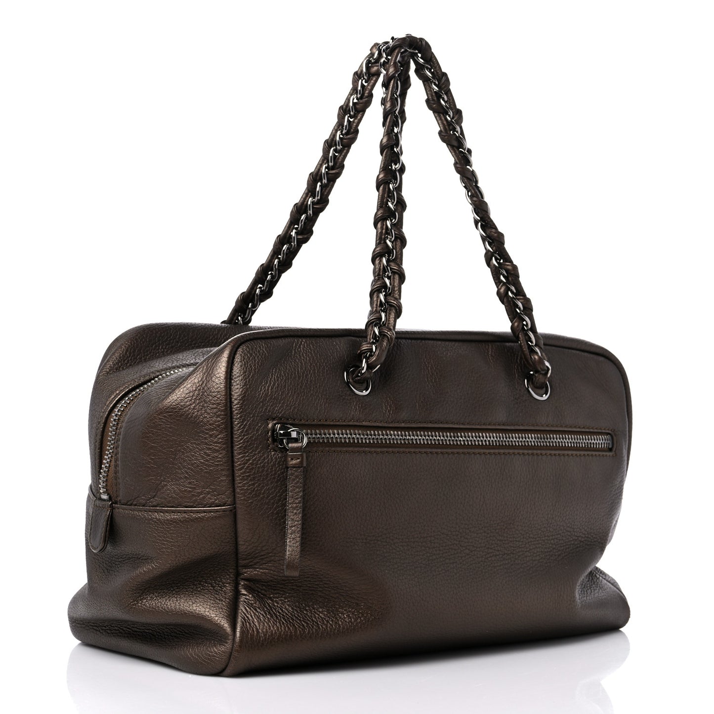 Metallic Deerskin Large Luxe Ligne Bowler Bronze