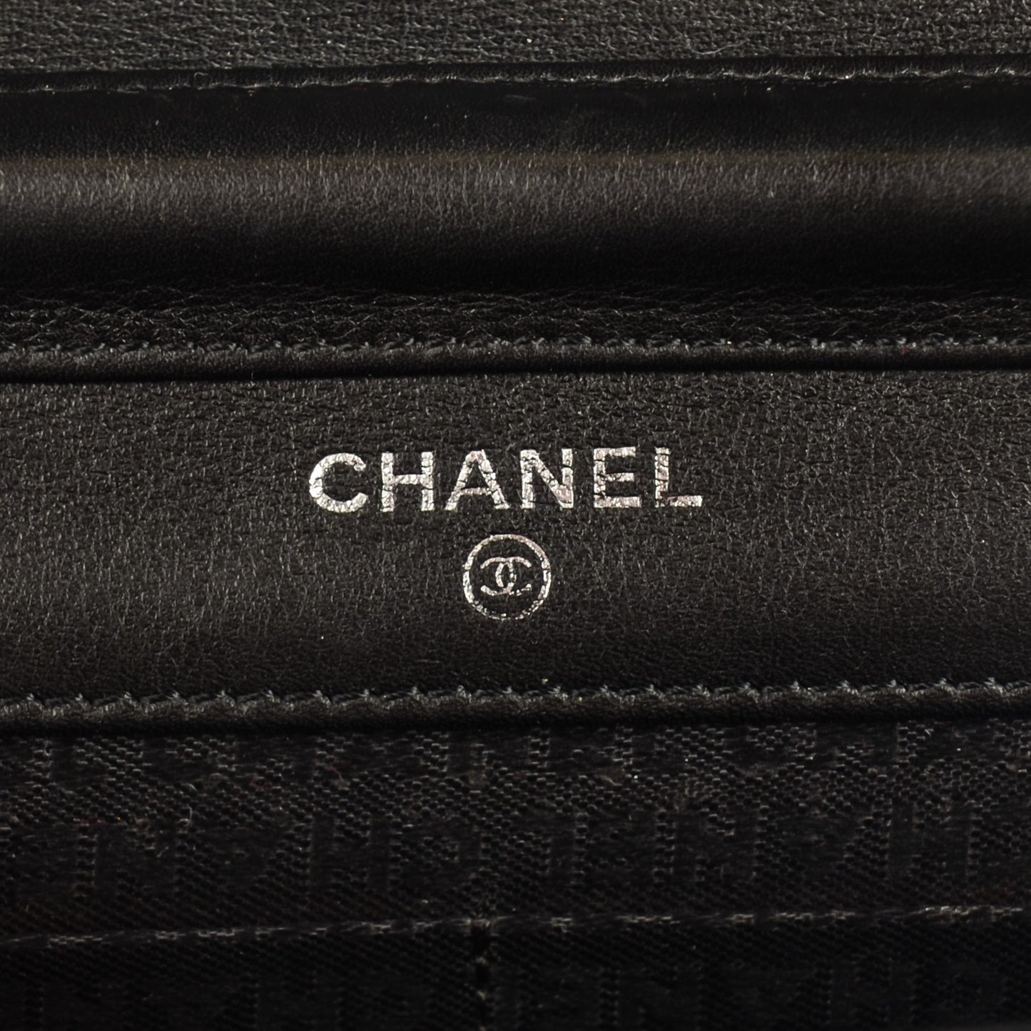 Lambskin Embossed LAX Wallet on Chain WOC Black