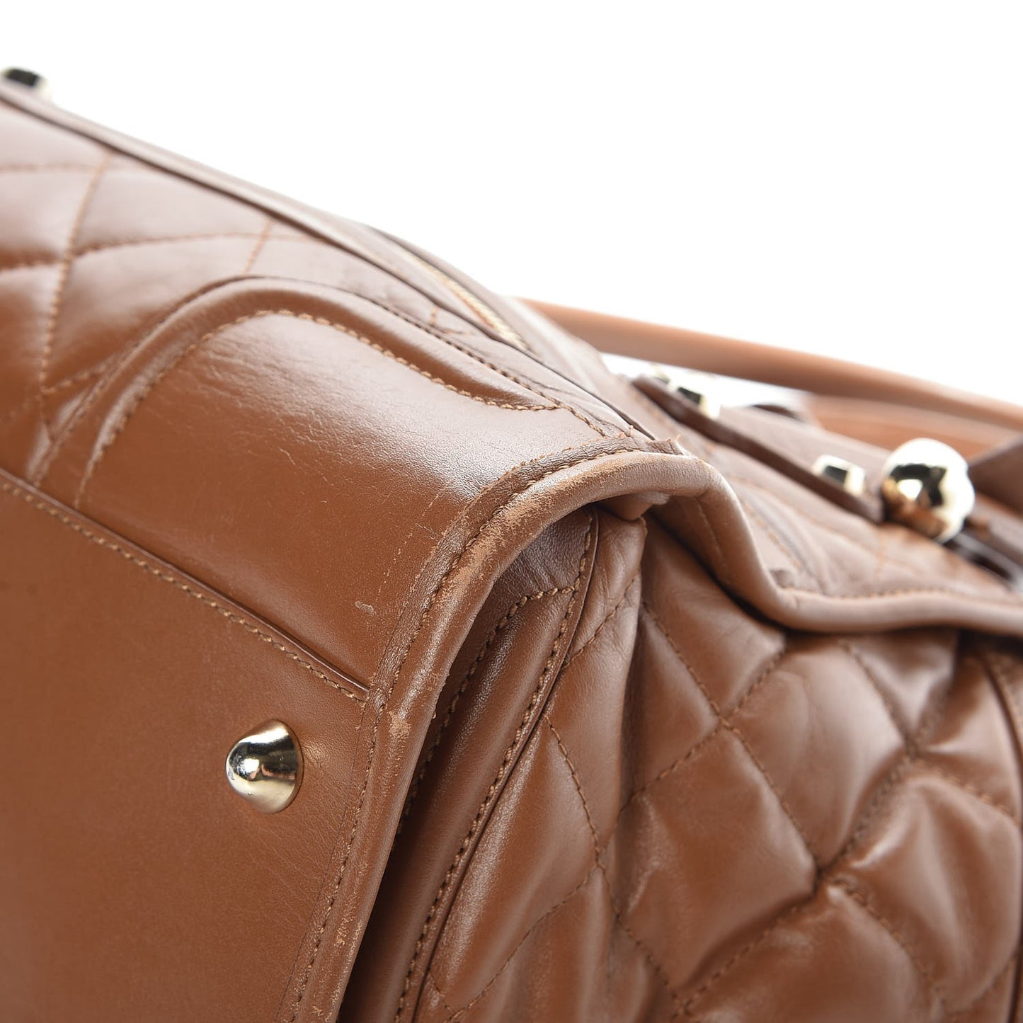 Calfskin Quilted Large Manor Tote Tan