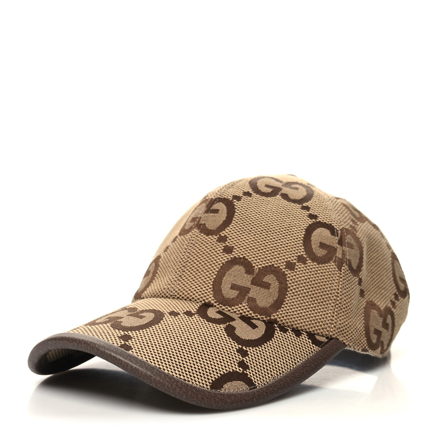 Gucci Monogram Jumbo GG Baseball Hat M 57 Camel Ebony 1 of 9