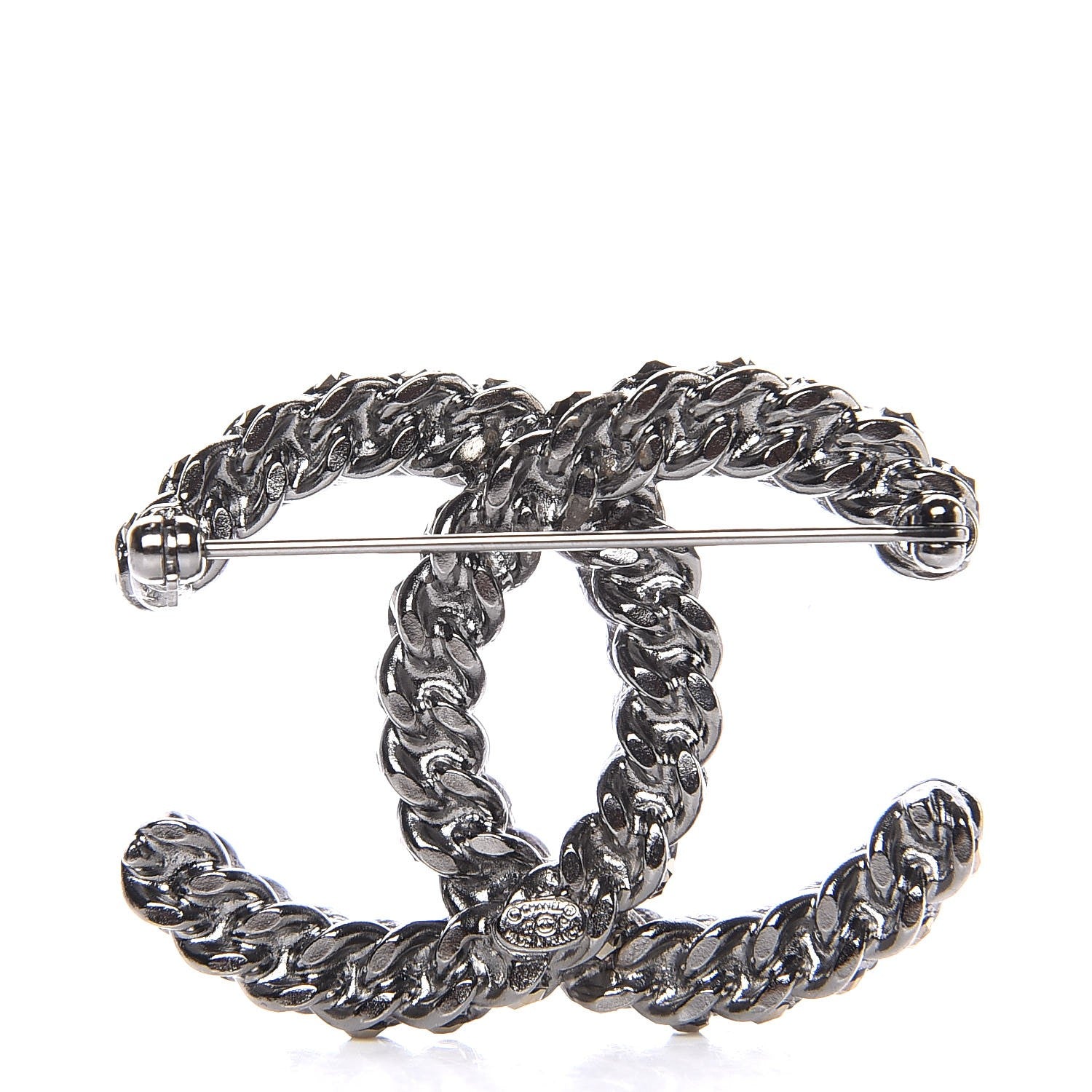 Chanel Ruthenium Enamel CC Brooch Iridescent Blue 3 of 5