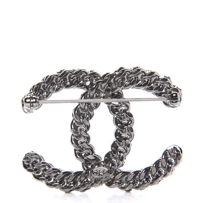 Chanel Ruthenium Enamel CC Brooch Iridescent Blue 3 of 5