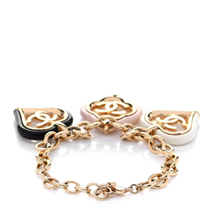Chanel CC Charm Bracelet Gold Beige Navy 3 of 5
