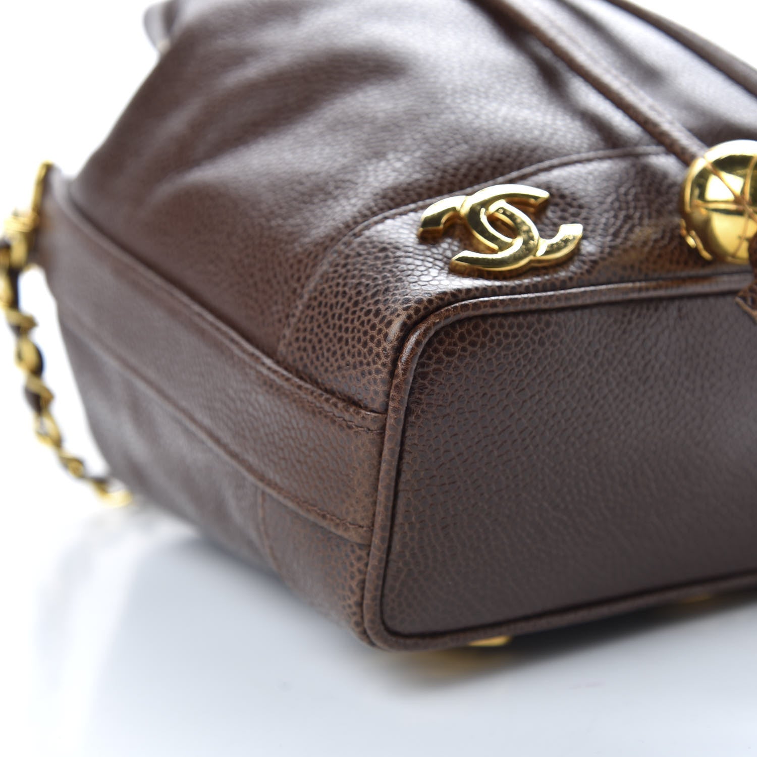 Chanel Caviar Drawstring Bucket Bag Brown 9 of 13