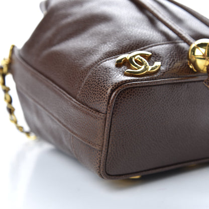 Chanel Caviar Drawstring Bucket Bag Brown 9 of 13