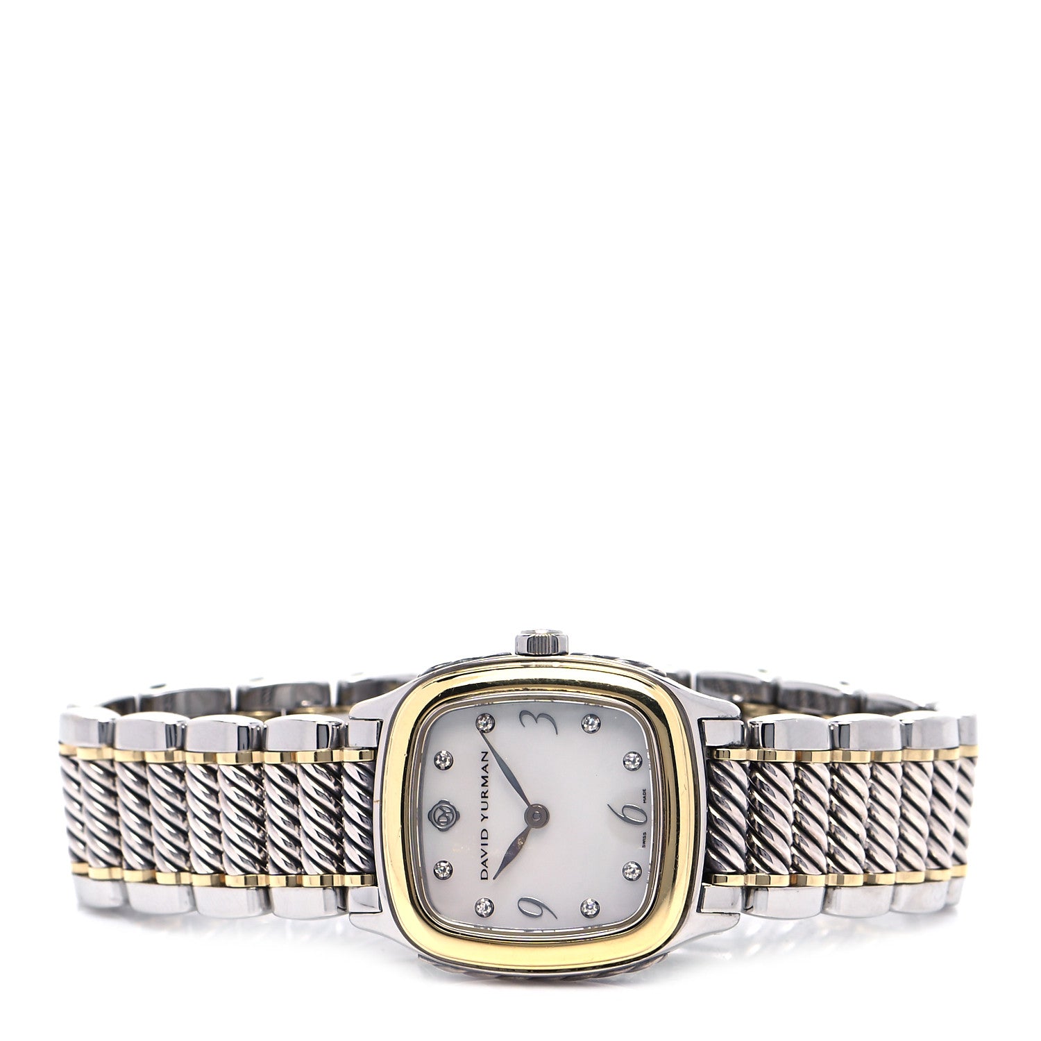 David Yurman Stainless Steel 18K Yellow Gold Diamond Mother of Pearl 25mm Thoroughbred Quartz Watch 2 of 5