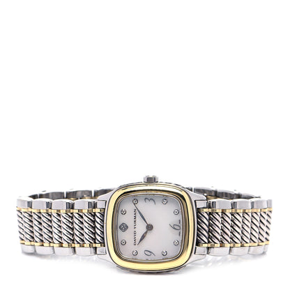 David Yurman Stainless Steel 18K Yellow Gold Diamond Mother of Pearl 25mm Thoroughbred Quartz Watch 2 of 5
