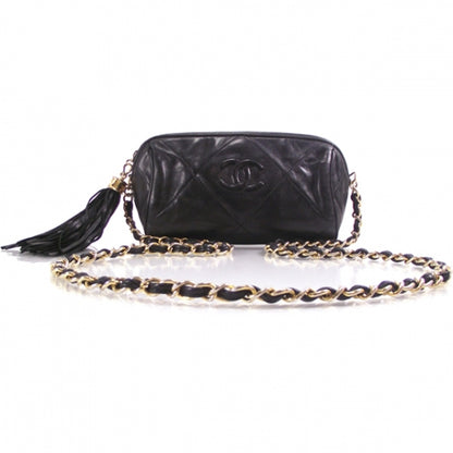 Chanel Vintage Small Lambskin Tassel Evening Bag Black 1 of 11