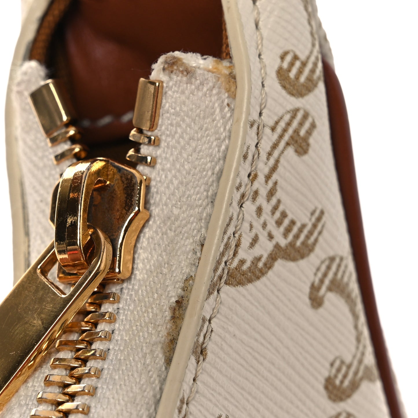 Canvas Calfskin Ava Triomphe Shoulder Bag White