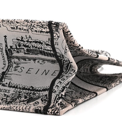 Christian Dior Canvas Embroidered Medium Plan De Paris Book Tote Grey Black 10 of 13